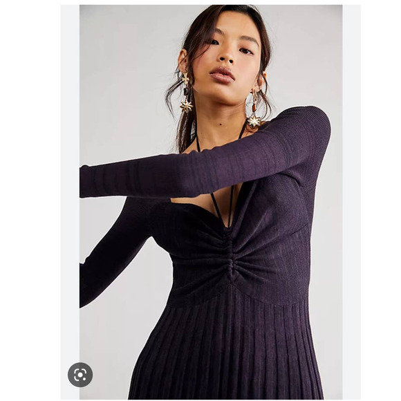 New Free People Lady Luck Jumpsuit $168 X-SMALL Plum Ribbed Knit Wide-leg - Picture 4 of 8